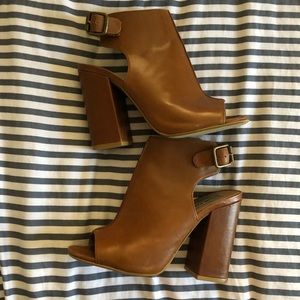 Brown Steve Madden peep toe heels